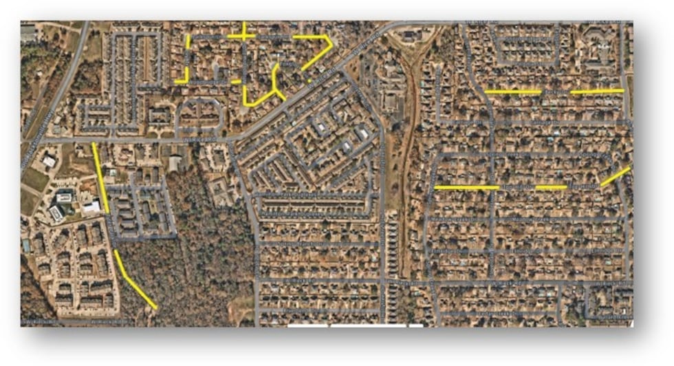 Reynolds & Kay will be doing asphalt overlay work in the indicated areas.