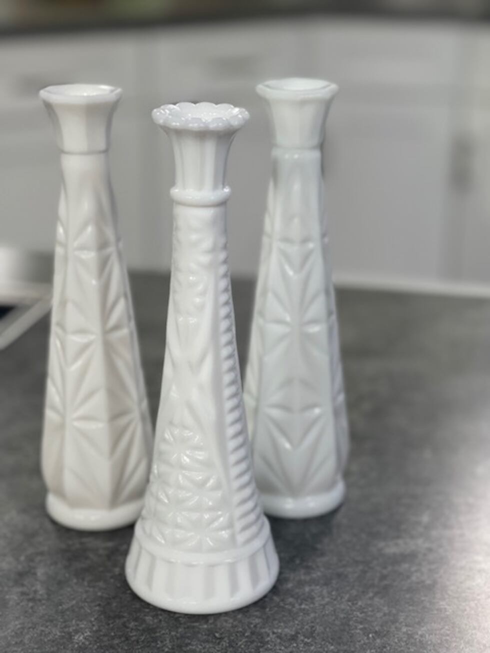 Milk glass vases