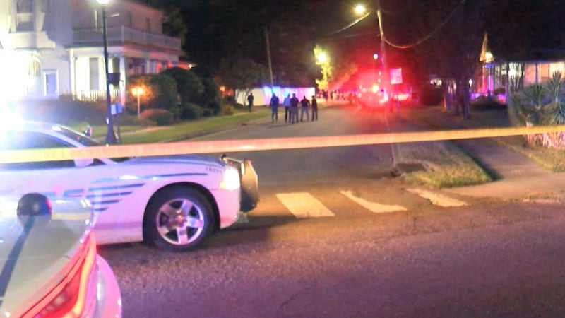 Crime scene tape is seen in Hattiesburg, Miss., after a fatal shooting there Wednesday night.