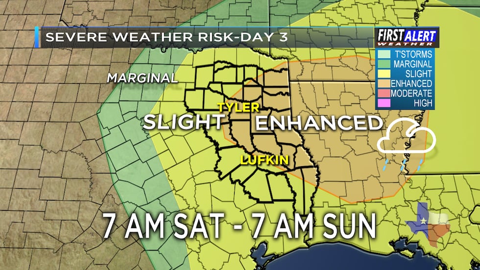A strong upper-level disturbance along with a cold front will move through East Texas during...