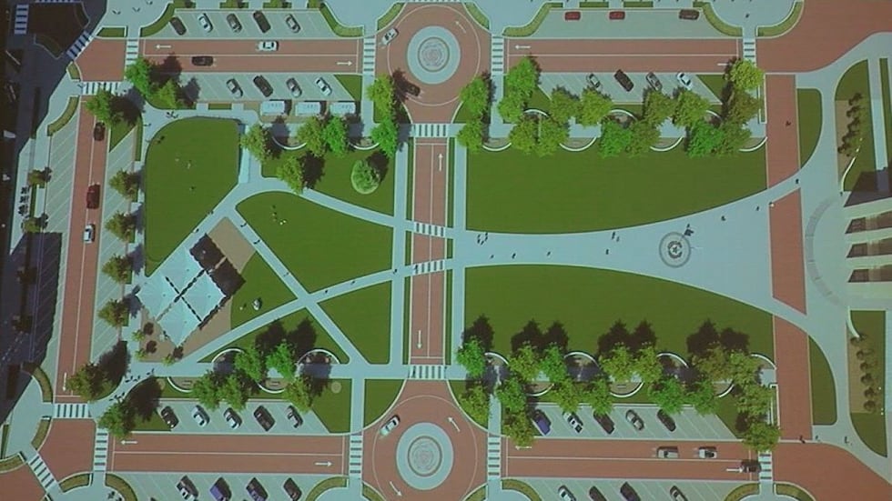 Design plans for downtown Tyler. The Smith County Courthouse is on the far-right side of this...