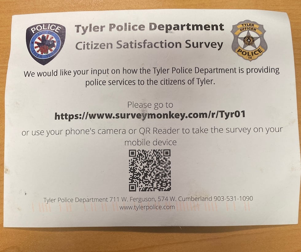 Tyler Police Dept. mailed out 1,500 postcards, including this one to random residences in...