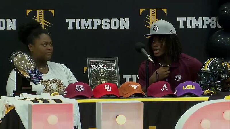 Timpson star football player Terry Bussey has announced his intent to play college football at...