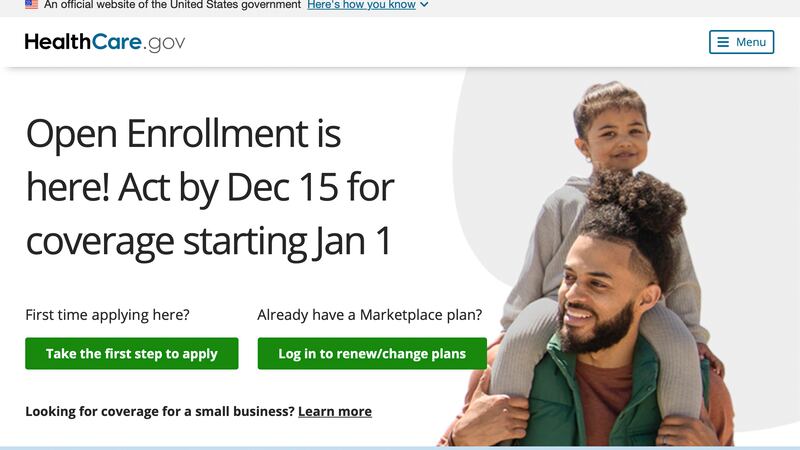 This Wednesday, Nov. 1, 2023 image shows part of the HealthCare.gov website. The time to shop...