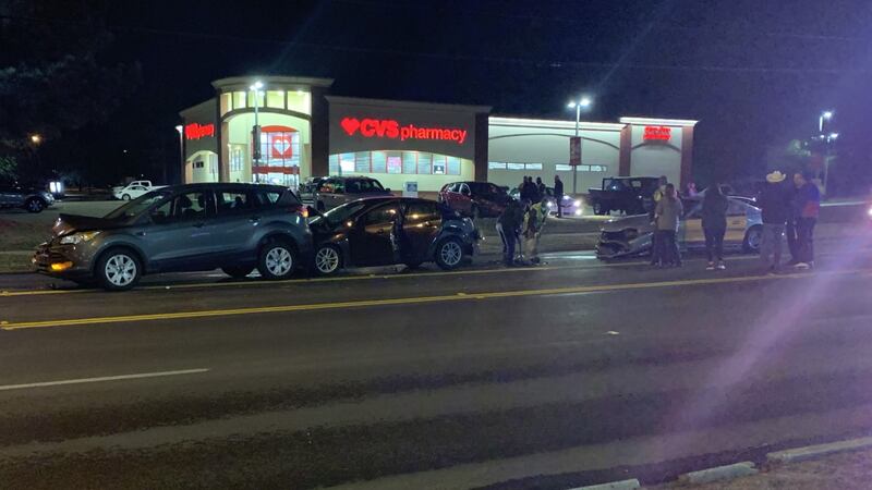 At least three cars are involved