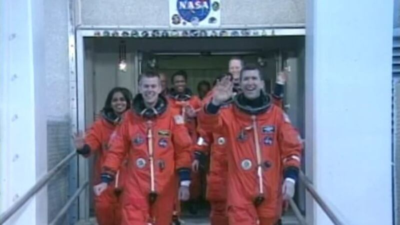 Columbia crew before launch in January 2003 (Source: Archive Video)