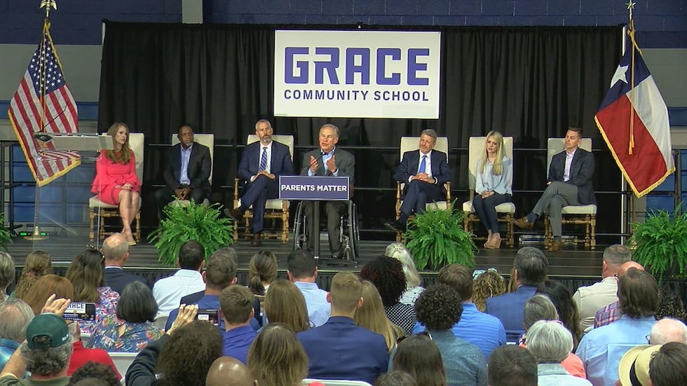 Texas Gov. Greg Abbott (R) speaks at Grace Community School's Upper Campus.