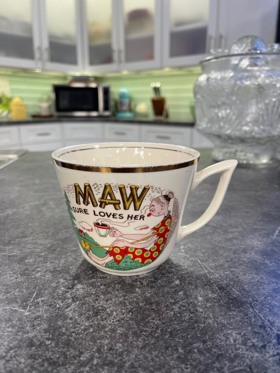 Maw sure loves her coffee cup