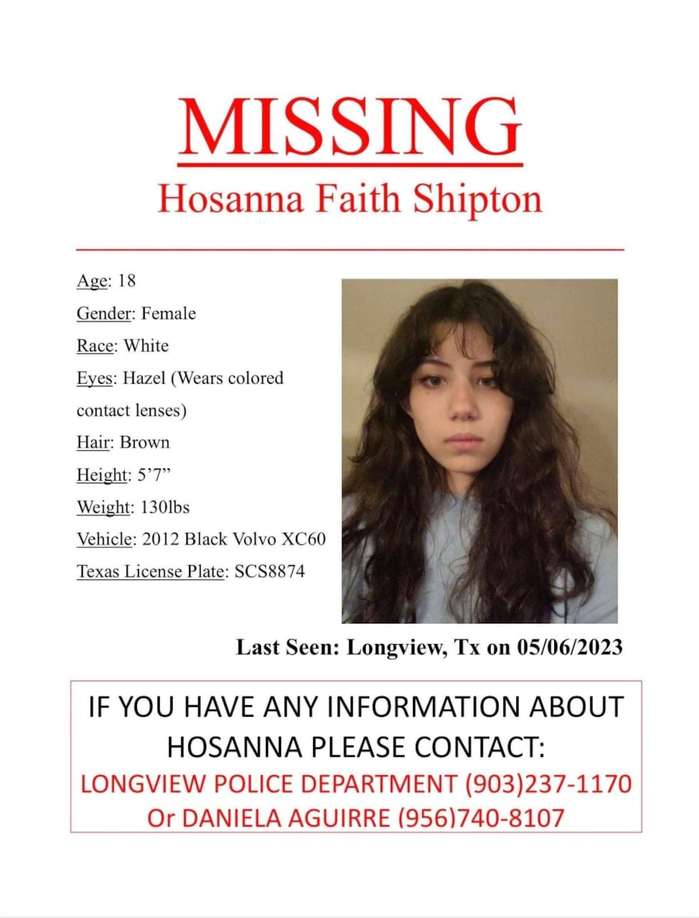A relative of Hosanna Shipton says that her cell phone is not ringing anymore when they call,...