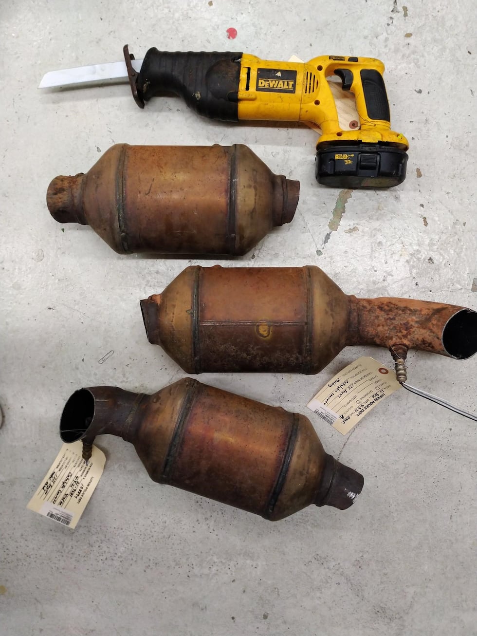 Catalytic converters and sawzall police say Brown had in his possession.