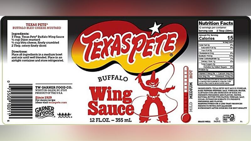 Texas Pete Buffalo Wing Sauce is being recalled because it may contain soy that is not...