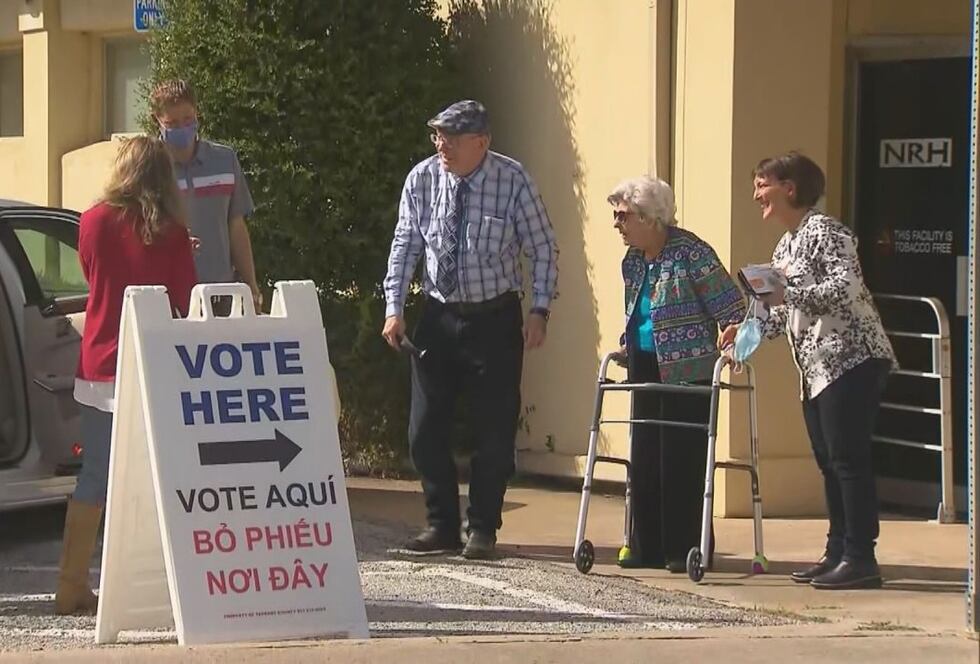 Then-109-year-old Earline Andrews, a former Tyler resident, took part in early voting in North...