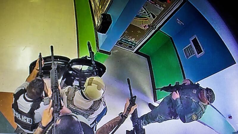 Video footage recorded inside Robb Elementary School in Uvalde at 12:04 p.m. May 24....